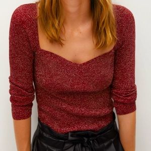 NWT Mango Shiny Texture Khaite Top